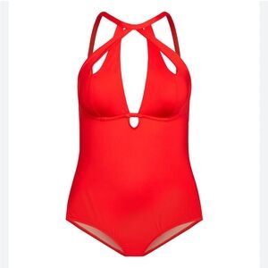 NWT City Chic Cancun Underwire 1 Piece swimsuit in grenadine red sz M 18